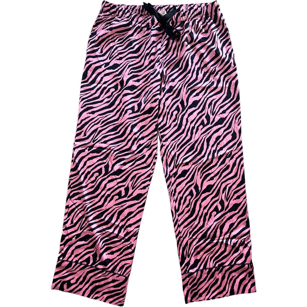 NWOT Victoria's Secret Elastic Drawstring Leopard Pajama Bottom Pink Women's XL